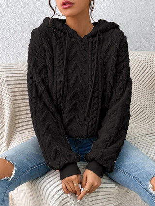 Fall Winter Women Pullover Sweater Flannel Hooded Loose Plush Jacket