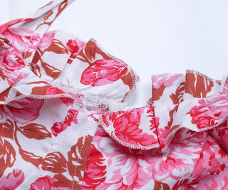 Shoulder Lace Printing Slip Dress - IzzySauvage