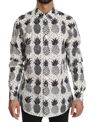 Dolce & Gabbana White Pineapple Cotton Top Shirt