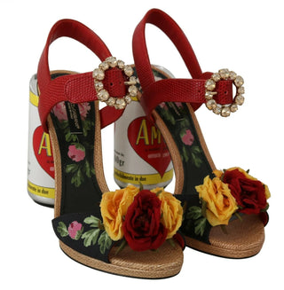 Dolce & Gabbana Multicolor Floral Crystal Embellished Sandals