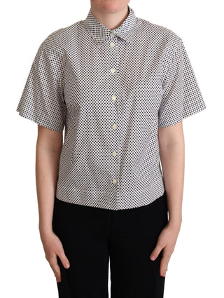 Dolce & Gabbana Black Polka Dot Collared Shirt White