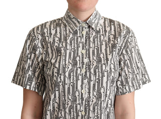 Dolce & Gabbana White Floral Collared Blouse Shirt