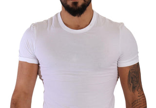 Dolce & Gabbana White Round Neck Cotton Stretch T-shirt Underwear