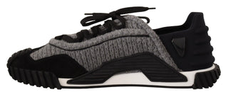 Dolce & Gabbana Black Gray Fabric Lace Up NS1 Sneakers Shoes