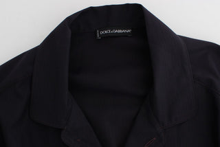 Dolce & Gabbana Purple Striped Cotton Pajama Lounge Shirt