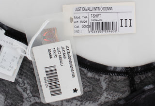 Cavalli Gray Leopard Modal T-Shirt Blouse Top