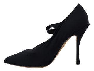 Dolce & Gabbana Black Socks Stretch Crystal Pumps Shoes