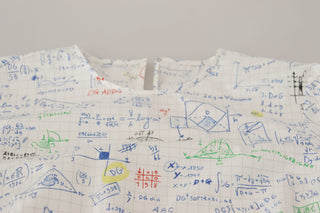 Dolce & Gabbana White Cotton Algebra Print Short Sleeves Top
