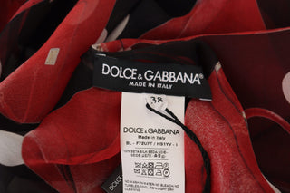 Dolce & Gabbana Black Red Sicily Bag Silk Shirt Top Blouse