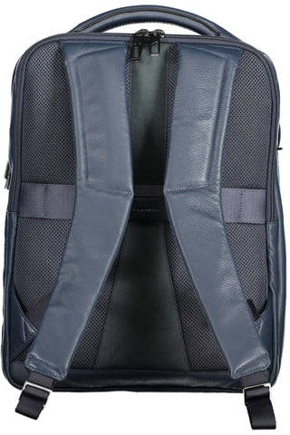 Blue Leather Men Backpack