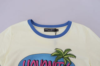 Dolce & Gabbana Yellow Havanity Round Neck Tee Cotton T-shirt