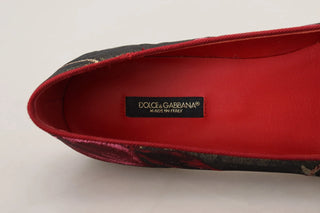 Dolce & Gabbana Multicolor Leather and Fabric Flats with Sacred Heart Patch