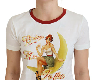Dolce & Gabbana White Printed Short Sleeves Pullover Top