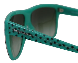 Dolce & Gabbana Green Stars Acetate Square Shades Sunglasses