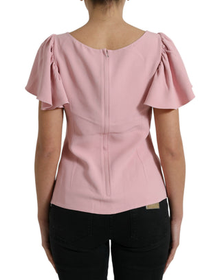 Dolce & Gabbana Pink Short Sleeves Round Neck Blouse Top