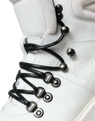 Dolce & Gabbana Elegant White Leather Ankle Boots