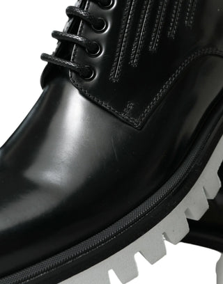 Dolce & Gabbana Sophisticated Black and White Leather Derby Shoes