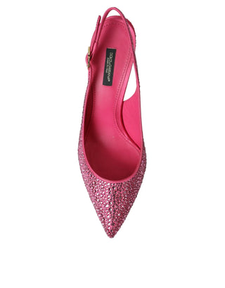 Dolce & Gabbana Pink Strass Crystal Heels Slingbacks Shoes