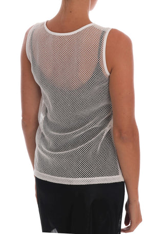 Dolce & Gabbana White Net Tank Transparent Top