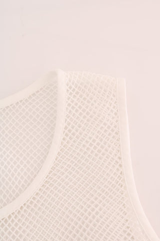 Dolce & Gabbana White Net Tank Transparent Top