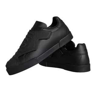 Dolce & Gabbana Black Lace Up Wave Low Top Sneakers Men Shoes