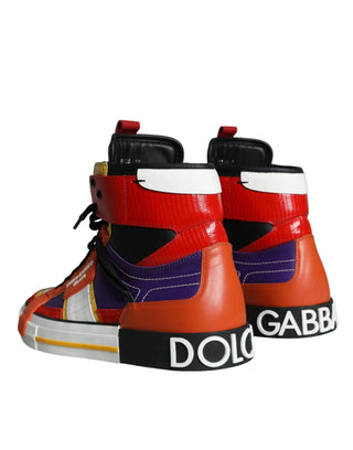 Dolce & Gabbana Multicolor Leather High Top Sneakers Shoes