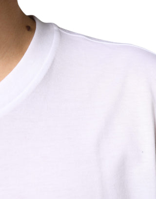 Dolce & Gabbana White Metal DG Logo Cotton Short Sleeves T-shirt