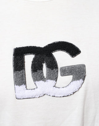 Dolce & Gabbana White Cotton DG Logo Print T-shirt