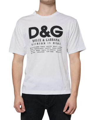 Dolce & Gabbana White Cotton DG Logo Print Casual T-shirt