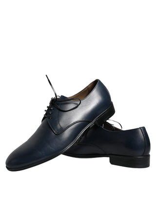 Dolce & Gabbana Navy Blue Leather Derby Dress Formal Shoes