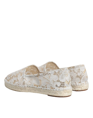 Dolce & Gabbana White Lace Viscose Espadrilles Flats Shoes