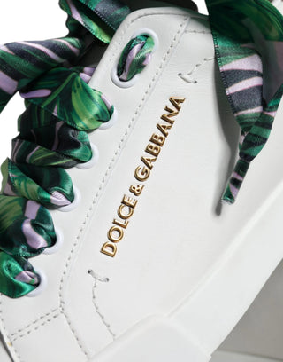 Dolce & Gabbana White Leather Portofino Low Top Sneakers Shoes