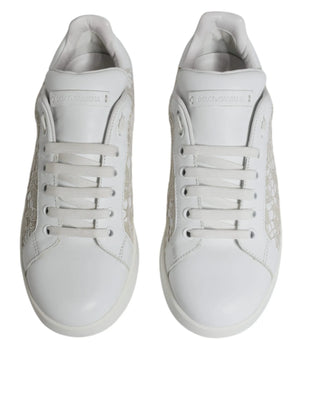 Dolce & Gabbana White Lace Portofino Low Top Sneakers Shoes