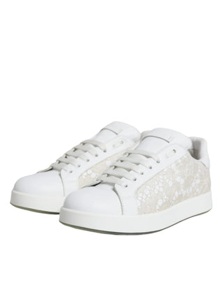 Dolce & Gabbana White Lace Portofino Low Top Sneakers Shoes