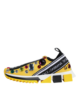 Yellow Sorrento Crystals Low Top Sneakers Shoes