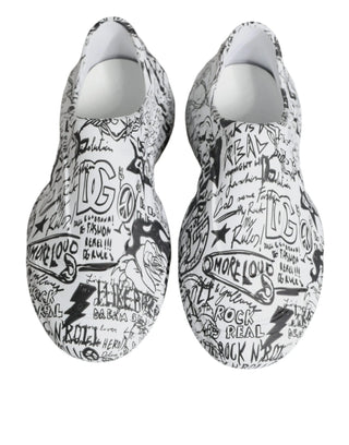 Dolce & Gabbana White Black Graffiti Daymaster Sneakers Shoes