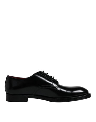 Dolce & Gabbana Black Leather Lace Up Men Derby Formal Shoes