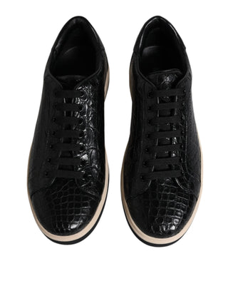 Dolce & Gabbana Black Leather Low Top Men Sneakers Shoes