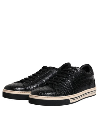 Dolce & Gabbana Black Leather Low Top Men Sneakers Shoes