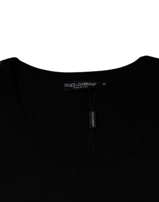Dolce & Gabbana Black Cotton Round Neck Sleeveless T-shirt
