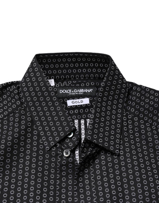 Dolce & Gabbana Black GOLD Patterned Cotton Men Dress Shirt