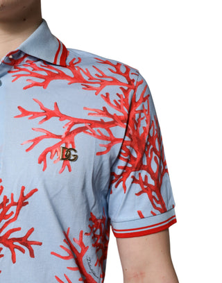 Dolce & Gabbana Light Blue Coral Cotton Polo Shirt T-shirt