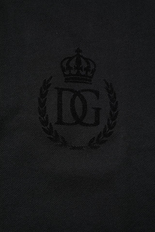 Dolce & Gabbana Black Cotton DG Logo Collared Polo T-shirt