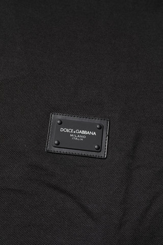 Dolce & Gabbana Dark Gray Logo Plaque Cotton Men Polo Shirt T-shirt