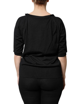 Dolce & Gabbana Black Button Down Short Sleeve Blouse Top