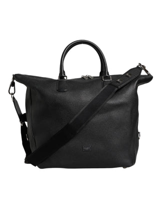 Dolce & Gabbana Black Calfskin Leather Hand Shoulder Duffle Bag