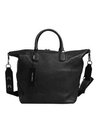 Dolce & Gabbana Black Calfskin Leather Hand Shoulder Duffle Bag