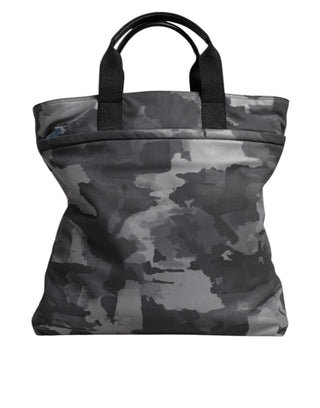 Dolce & Gabbana Gray Camo Cotton Multiple Compartments Tote Bag