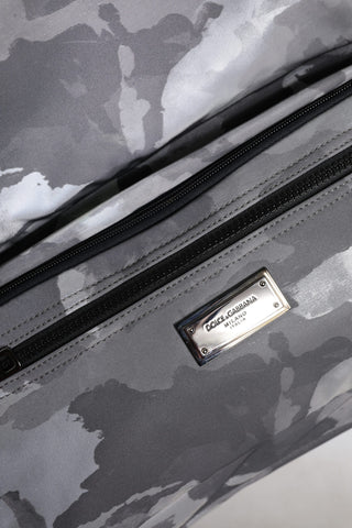 Dolce & Gabbana Gray Camo Cotton Multiple Compartments Tote Bag