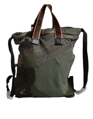 Dolce & Gabbana Military Green Patchwork Rucksack Backpack Bag